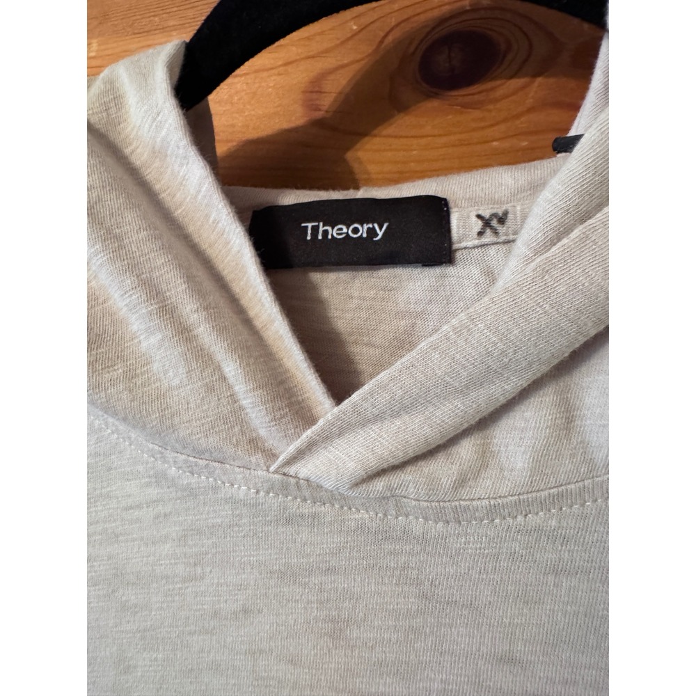 Theory Layer Hoodie XL Oatmeal Slub Cotton Pullover Minimalist Haritage Comfort - Picture 6 of 7